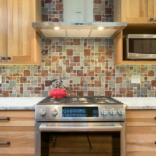 Mosaic Kitchen 12" x 12" Slate Mosaic Wall & Floor Tile | Wayfair